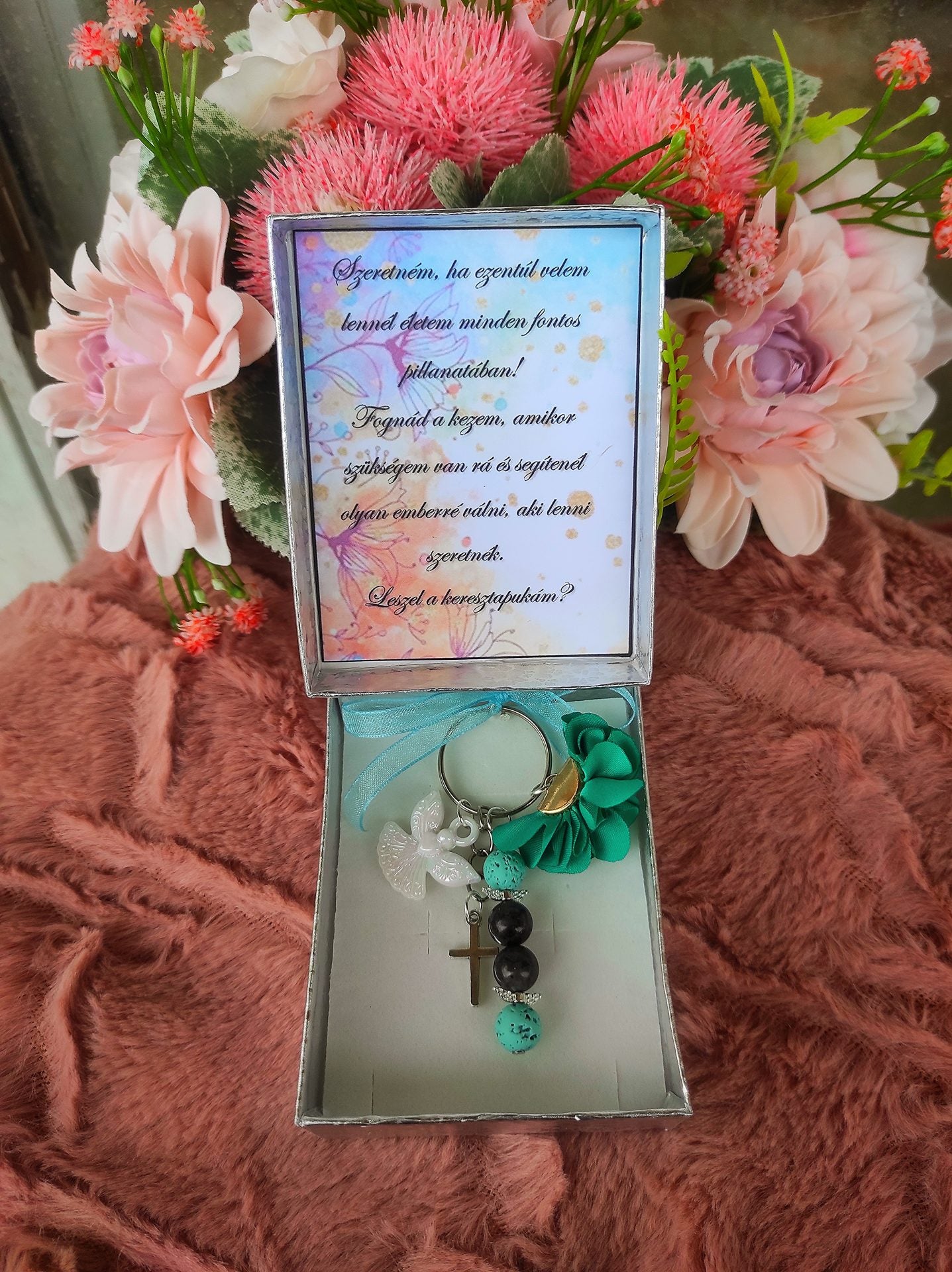 Keresztapa felkérő kulcstartó dobozzal